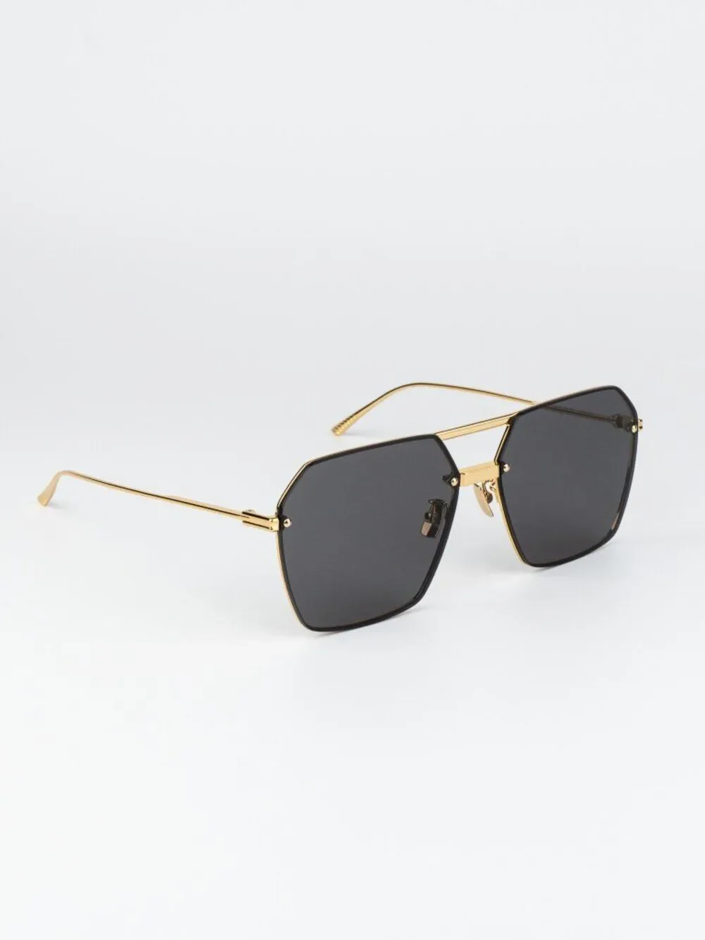 Bottega Veneta Men Sunglasses Gold Grey Pilot BV1045S 001 NEW AUTHENTIC
